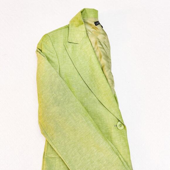 Lafayette 148 Linen Wool Blazer Green Size 12 - Picture 6 of 6